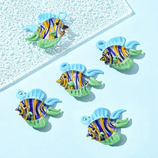 5Pcs Handmade Lampwork Pendants
