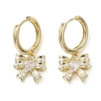 Bowknot Brass Dangle Hoop Earrings