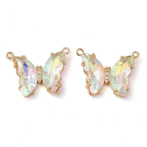 Brass Pave Faceted Glass Connector Charms