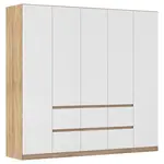 Rauch Möbel ŠATNÍ SKŘÍŇ S OTOČNÝMI DVEŘMI, bílá, barvy dubu, 226/210/54 cm