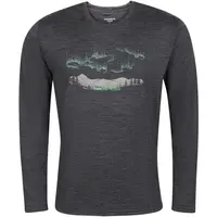 PROGRESS LOKI AURORA Pánske merino tričko s dlhým rukávom, tmavo sivá, veľkosť