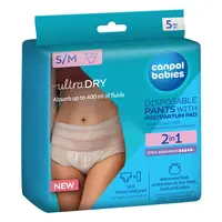 CANPOL BABIES Kalhotky s vložkou jednorázové poporodní 2v1 S/M 5ks