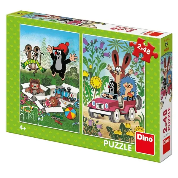 Dino Krtko sa raduje puzzle 2 x 48 dielikov