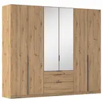 Rauch Möbel ŠATNÍ SKŘÍŇ S OTOČNÝMI DVEŘMI, barvy stříbra, tmavě šedá, dub artisan, 271/229/54 cm