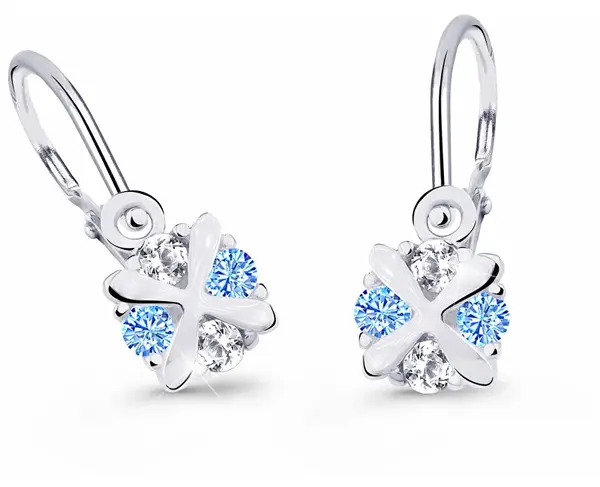 Cutie Jewellery Nežné detské náušnice z bieleho zlata C2753-10-X-2 svetlo modrá