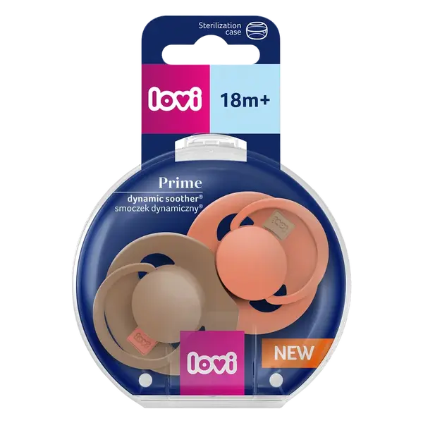 LOVI Dudlík silikonový dynamický PRIME 18m+ Granola/Orange 2 ks