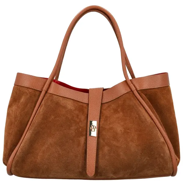 Dámská kožená kabelka na rameno koňaková - Delami Vera Pelle Haylee