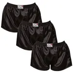 3PACK dámske trenky klasická guma saténové čierne (3L0960) L