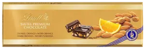 LINDT Gold Tablet Švýcarská hořká čokoláda s pomerančem a mandlemi 300 g