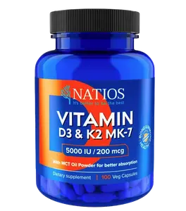 NATIOS Vitamin D3 & K2 MK-7 5000 IU / 200 mcg 100 kapslí