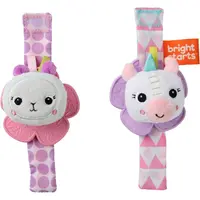 Bright Starts Wrist Pals Toy hrkálka na ruku s hryzadielkom Unicorn & Llama 0 m+ 2 ks