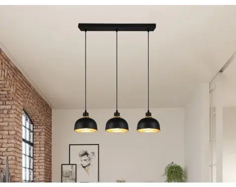 Závesné stropné osvetlenie Punch, čierno-zlatá, 3 svietidlá%