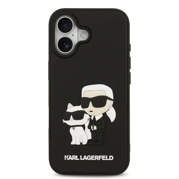 Zadní kryt Karl Lagerfeld 3D Rubber Karl and Choupette pro Apple iPhone 17, černá
