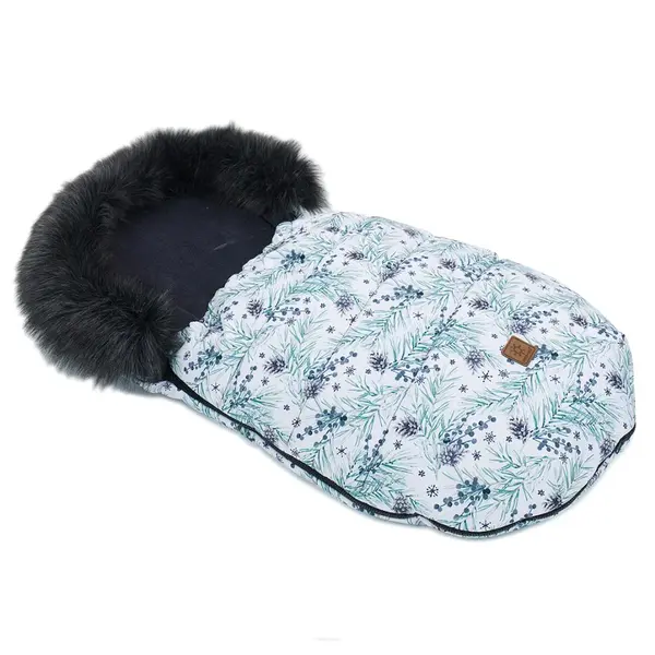 Mamo Tato Zimní fusak Lux s kožešinkou, Borovice, 50 x 100cm - grafit/zelený