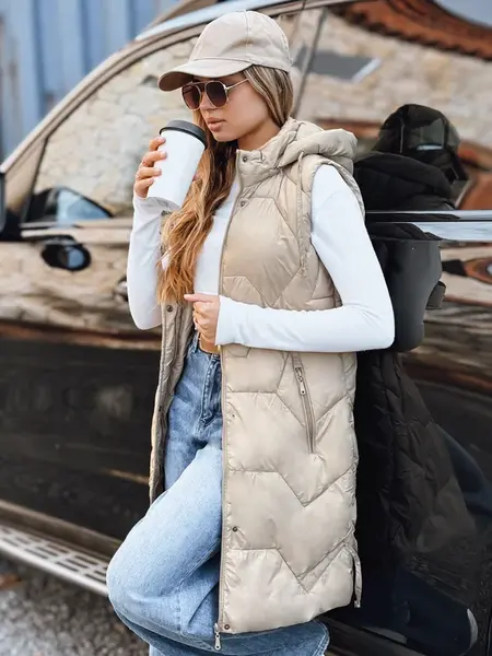 Dámska dlhá prešívaná vesta Dstreet