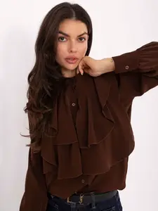 Hnědá halenka s volány