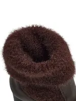 Dámske členkové čižmy s podpätkom a pleteným detailom