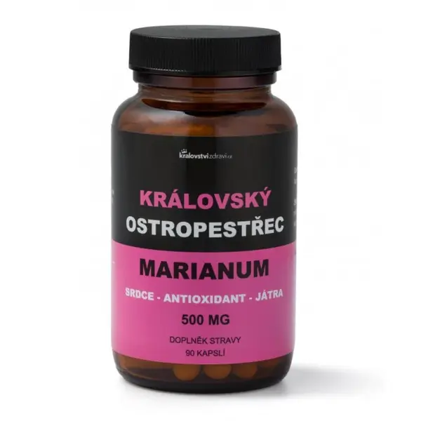 Kráľovský Pestrec mariánsky 500 mg, extrakt 80% Silymarínu, 90 kapsúl