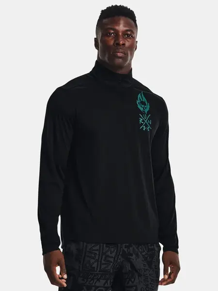 Under Armour T-Shirt UA Destroy All Miles 1/2 Zip-BLK - Mens