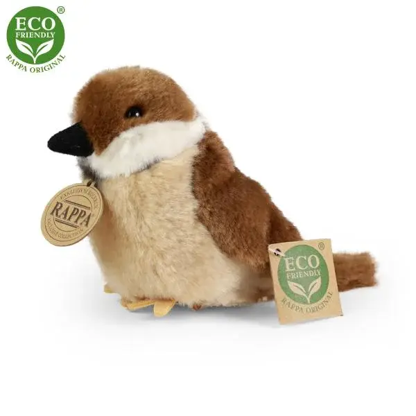 Plyšový pták vrabec stojící, 13 cm, ECO-FRIENDLY