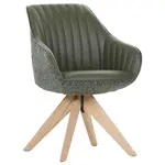 home24 ŽIDLE S PODRUČKAMI, žinylka, vzhled kůže, zelená, barvy dubu