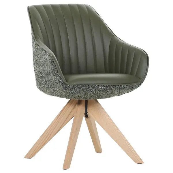 home24 ŽIDLE S PODRUČKAMI, žinylka, vzhled kůže, zelená, barvy dubu