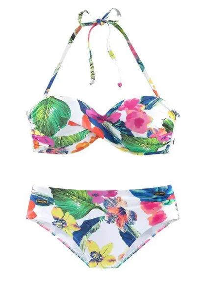 LASCANA Bikiny  modrá / ružová / biela
