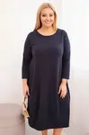 Plus size dámské šaty s kapsami, námořnická modrá