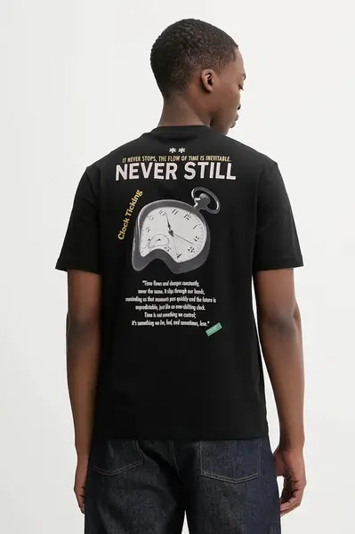 Bavlněné tričko United Colors of Benetton pánské, černá barva, s potiskem, 3MI5U10BG