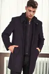 PLT9335 DEWBERRY MEN'S COAT-PATTERNED NAVY BLUE
