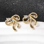Bowknot Brass Micro Pave Clear Cubic Zirconia Stud Earrings