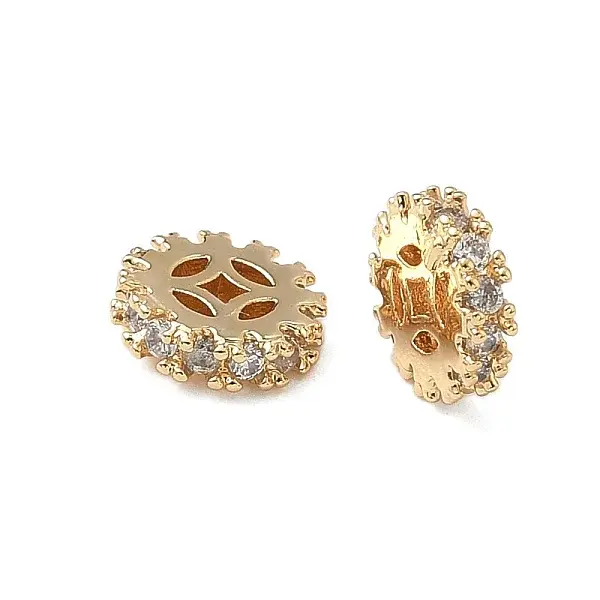 Brass Micro Pave Cubic Zirconia Beads
