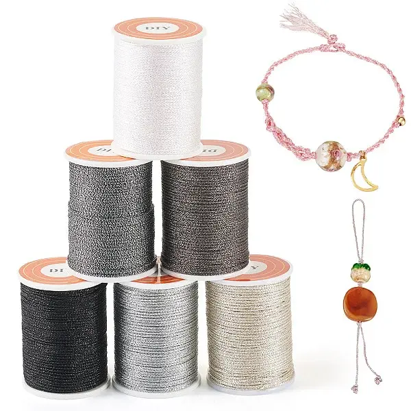 6Rolls 6 Colors Polyester Metallic Thread