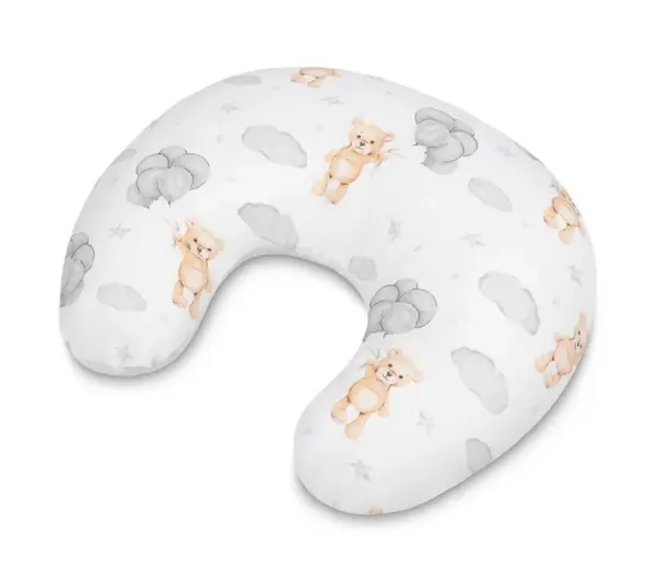 SENSILLO Kojící polštář, podkova, mušelín, bavlna Medvídek, šedý