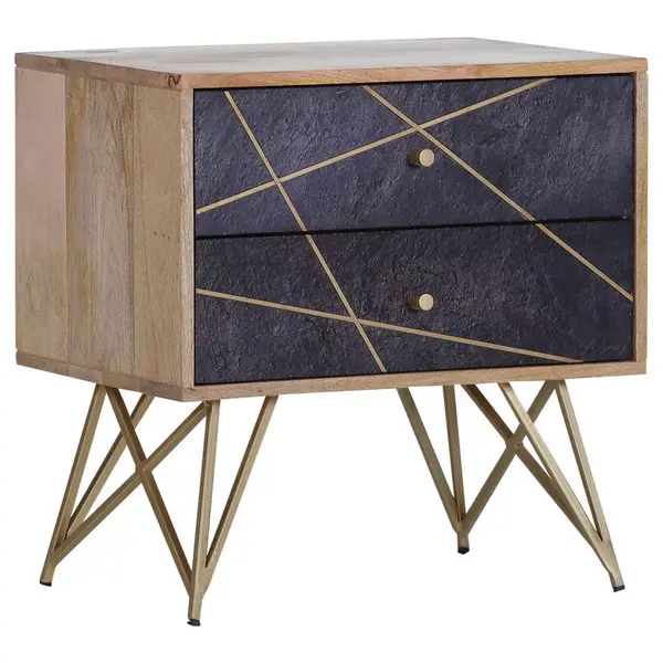 Landscape KOMODA, mangové dřevo, přírodní barvy, tmavě šedá, 60/60/40 cm