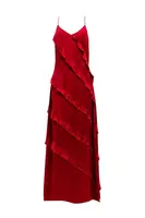Červené maxi šaty bez rukávů