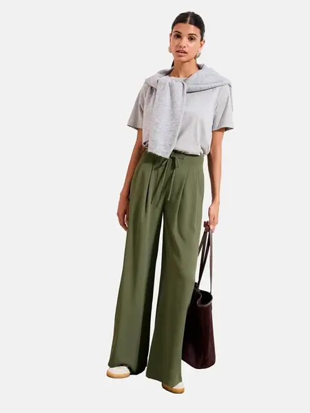 Friends Like These Plisované nohavice  olivová