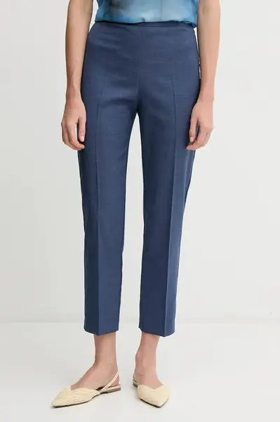 Kalhoty Sandro Ferrone dámské, tmavomodrá barva, přiléhavé, high waist, S23XBEBERILLIO