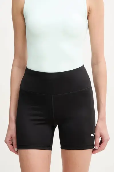 Tréninkové šortky Puma Train All Day Essentials černá barva, hladké, high waist, 525897