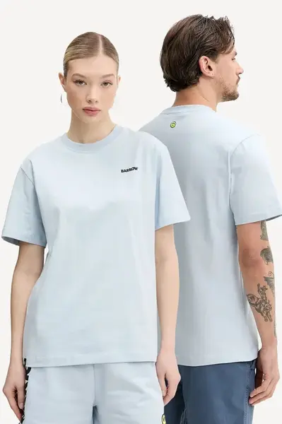 Bavlněné tričko Barrow modrá barva, s potiskem, S5BWUATH084