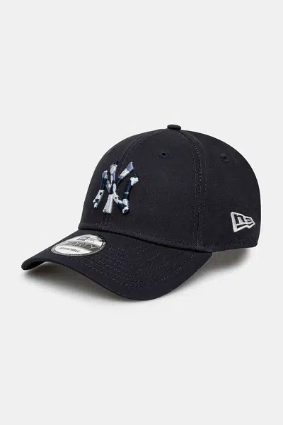 Bavlněná baseballová čepice New Era tmavomodrá barva, s aplikací, 60595180