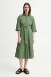 Bavlněné šaty Weekend Max Mara zelená barva, midi, 2515221152600