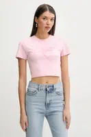 Bavlněné tričko Fiorucci Cupid Print Cropped T-Shirt růžová barva, W02SPTSH094CJ03PN02