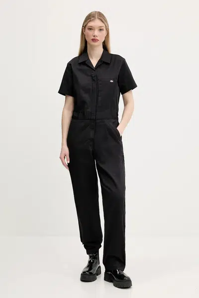 Bavlněná kombinéza Dickies černá barva, s límečkem, DK0A862UBLK1