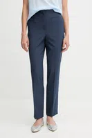 Kalhoty Sisley dámské, tmavomodrá barva, střih cigarette, high waist, 490TLF06J