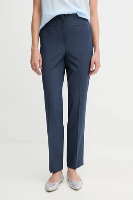 Kalhoty Sisley dámské, tmavomodrá barva, střih cigarette, high waist, 490TLF06J