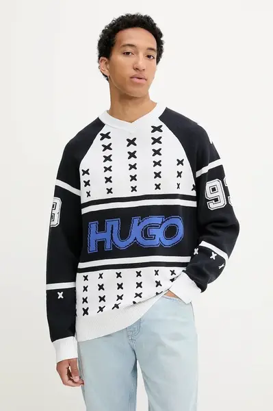 Svetr Hugo Blue pánský, bílá barva, 50543775