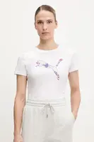 Bavlněné tričko Puma dámské, bílá barva, 685081