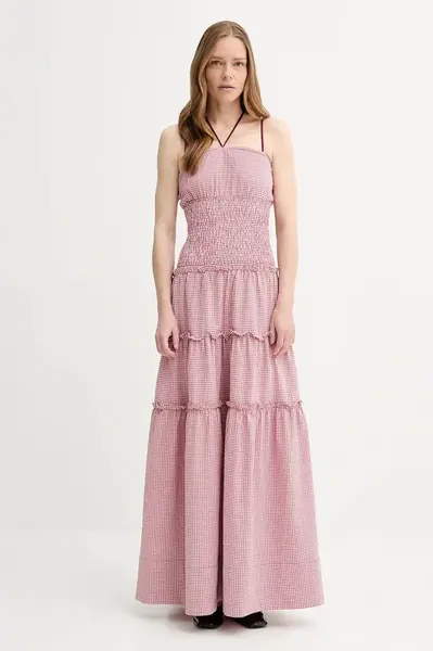 Bavlněné šaty Alohas Masami růžová barva, maxi, R100944