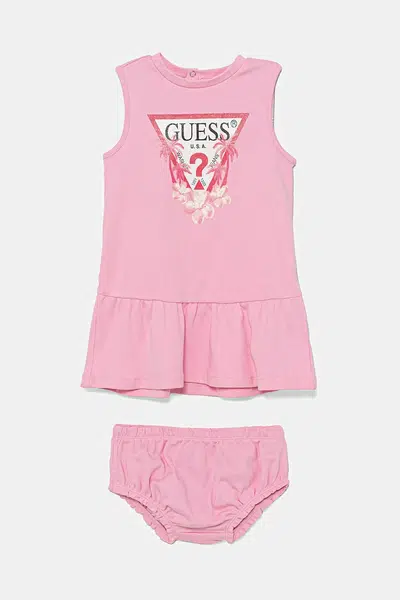 Dětské bavlněné šaty Guess růžová barva, mini, A4GK18 KA6W4